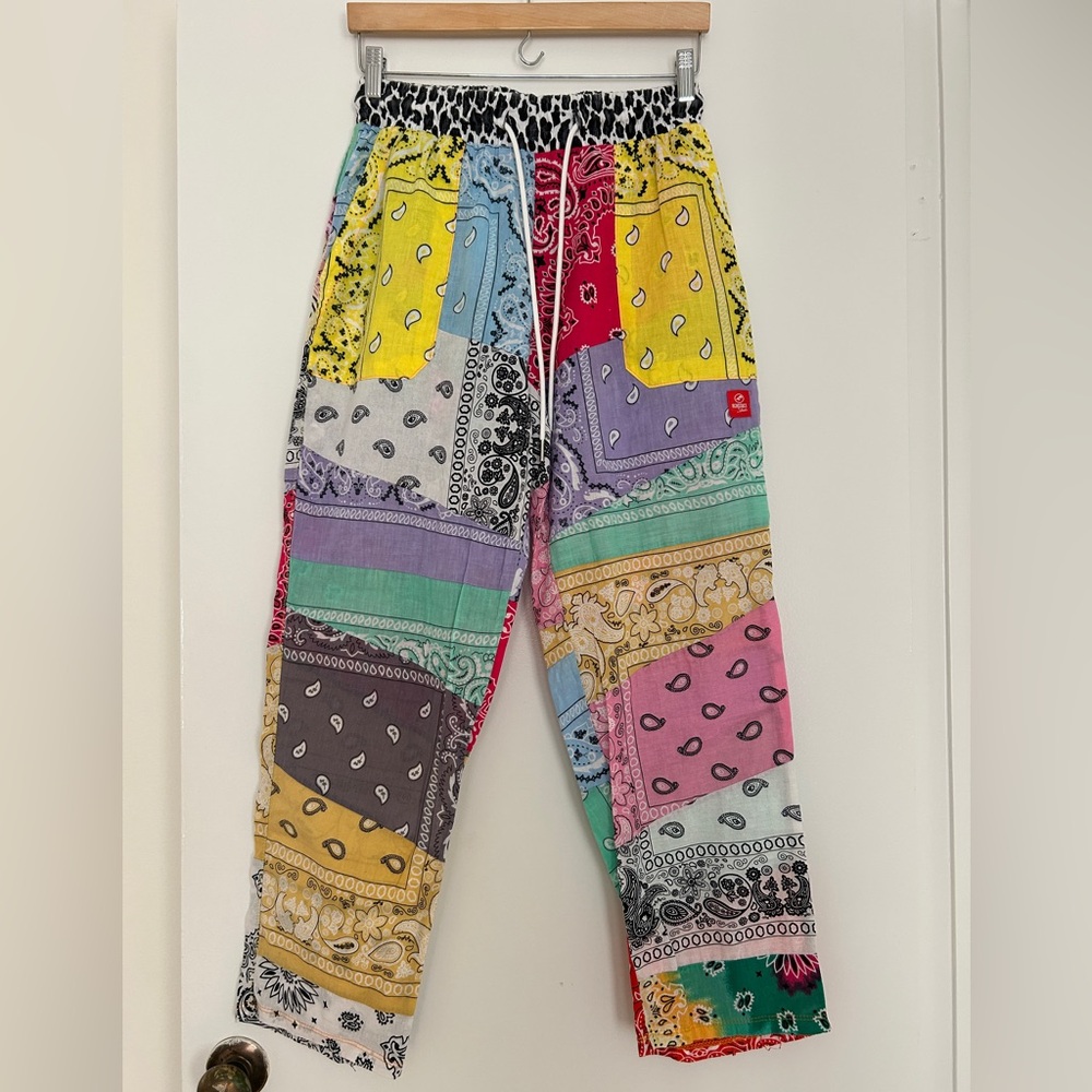 Bandana Patchwork Straight-Leg Pants | Size L